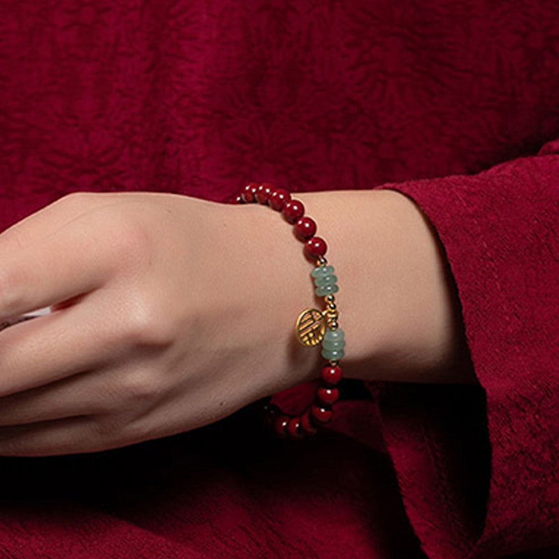 Buddha Stones Cinnabar Green Aventurine Luck Blessing Bracelet Bracelet BS 3