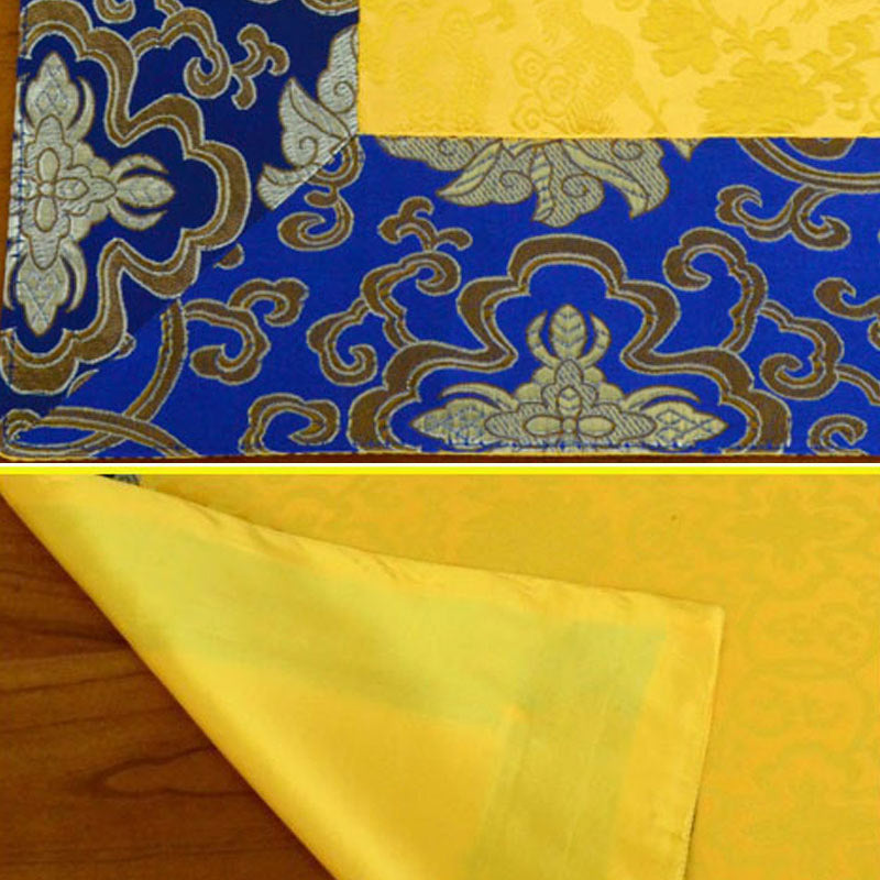 Buddha Stones Brocade Prayer Altar Flower Vajra Dragon Pattern Auspicious Symbols Table Runner Prayer Altar BS 12