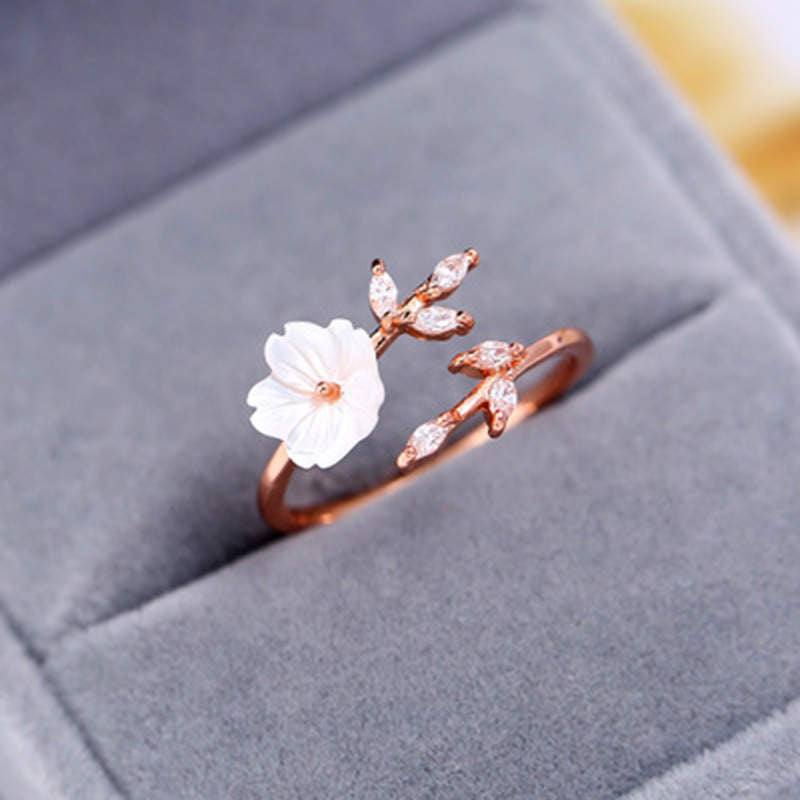 Buddha Stones Plum Blossom Leaf Pattern Copper Luck Ring Ring BS 3