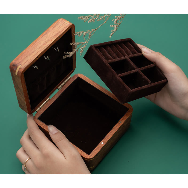 Buddha Stones Antique Flower Leaf Handmade Rosewood Jewelry Storage Box Wooden Gift Organizer Box Jewelry Storage Box BS 20
