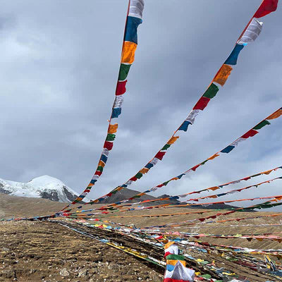 Buddha Stones Tibetan 5 Colors Silk Windhorse Auspicious Outdoor 25 Pcs Prayer Flag TIBETAN PRAYER FLAGS buddhastoneshop 4