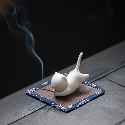 Lovely Cat Panda Ceramic Blessing Incense Burner Decoration Incense Burner BS 6