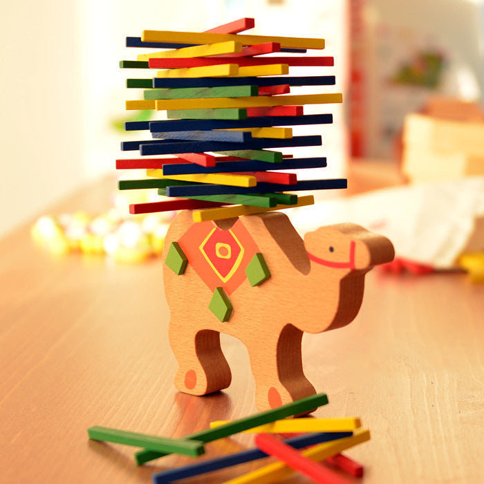Wooden elephant camel balance beam educational toy