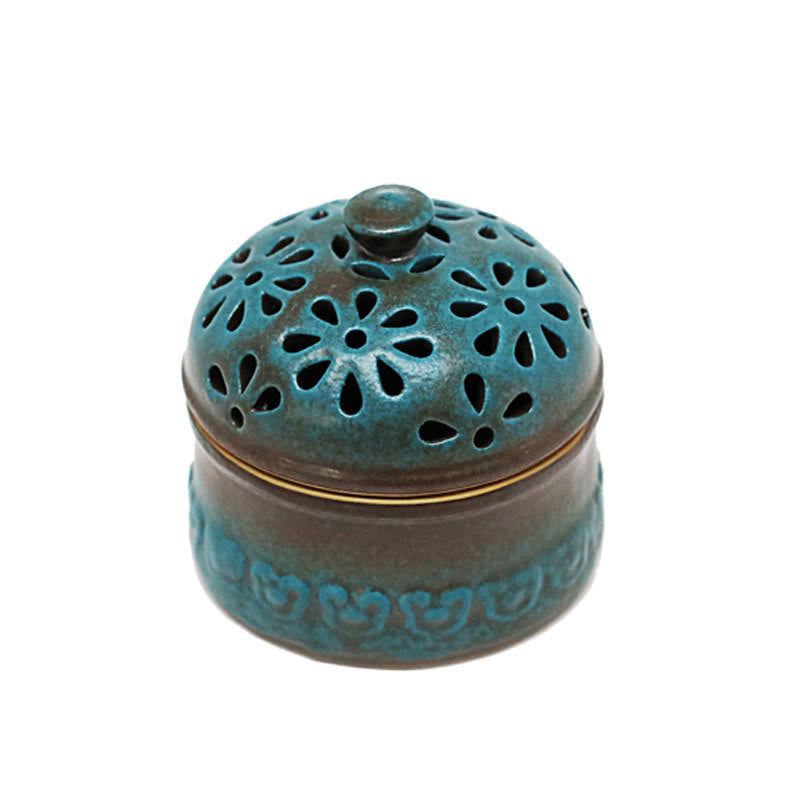 Buddha Stones Mini Hollow Spiritual Meditation Ceramic Small Incense Burner Decoration Incense Burner BS 9
