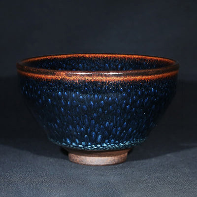 Buddha Stones Handmade Blue Francolinus Spot Chinese Jianzhan Ceramic Teacup Kung Fu Tea Cup Bowl Jian Zhan Tea Cup BS 5