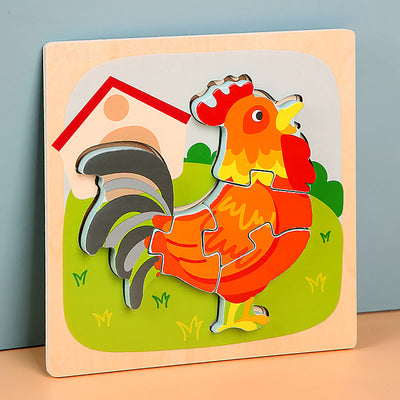 MiniMind™ Wooden Chunky Puzzle Set - Montessori Learning Toys for Toddlers
