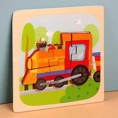 MiniMind™ Wooden Chunky Puzzle Set - Montessori Learning Toys for Toddlers