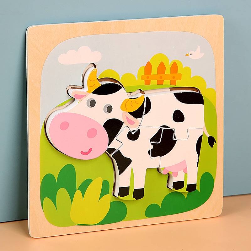 MiniMind™ Wooden Chunky Puzzle Set - Montessori Learning Toys for Toddlers