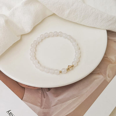 Buddha Stones 14K Gold Plated Copper Aquamarine White Crystal White Agate Blue Crystal Healing Bracelet 11