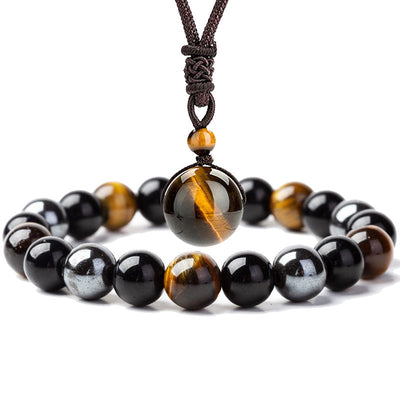 Buddha Stones Tibetan Tiger's Eye Bracelet Necklace Set Necklace, Bracelet BS 1