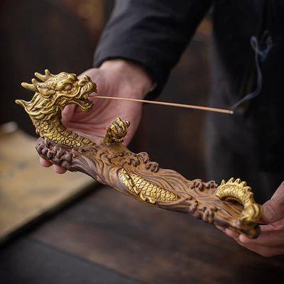Buddha Stones Dragon Protection Ceramic Stick Incense Burner Decoration Incense Burner BS 6
