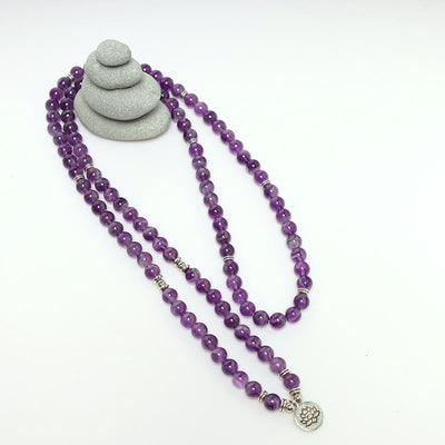 Buddha Stones Natural Amethyst Purification Mala Bracelet Bracelet BS 10