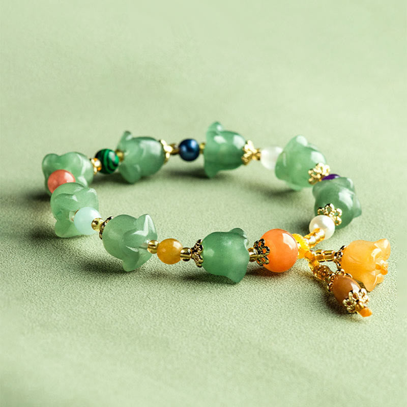 Buddha Stones Green Aventurine Magnolia Flower Luck Bracelet Bracelet BS 4