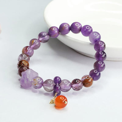 Buddha Stones Natural Amethyst Purple Phantom Gemstone Spiritual Awareness Bracelet Bracelet BS 3