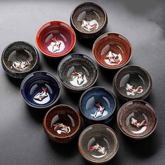 Buddha Stones Small Koi Fish Kiln Change Chinese Jianzhan Ceramic Teacup Kung Fu Tea Cup 60ml Jian Zhan Tea Cup BS main