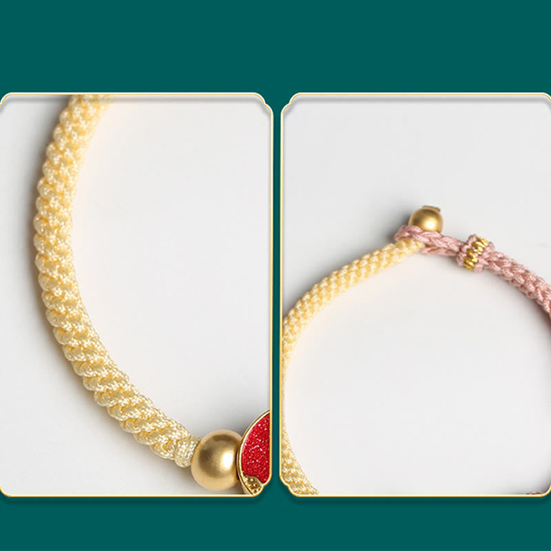 Buddha Stones Handmade Mountain and Sea Engraved Luck Two-Color String Couple Bracelet Bracelet BS 7