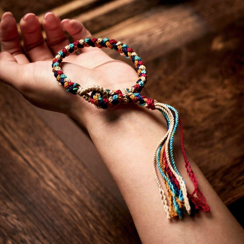 Buddha Stones Hand-Woven Multicolor Tibetan Luck Rope Bracelet - image 8