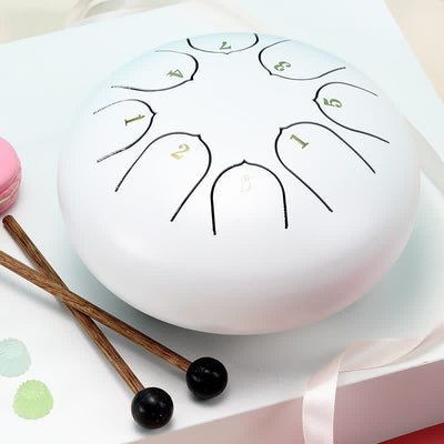 Buddha Stones Steel Tongue Drum Sound Healing Meditation Yoga Drum Kit Drum Kit BS White