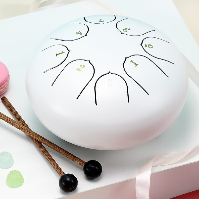 Buddha Stones Steel Tongue Drum Sound Healing Meditation Yoga Drum Kit Drum Kit BS White