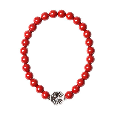 Buddha Stones 925 Sterling Silver Yin Yang Bagua Symbol Cinnabar String Concentration Bracelet Bracelet BS 22