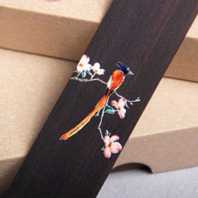 Buddha Stones Oriole Bird Flower Ebony Wood Bookmarks With Gift Box Bookmarks BS 2