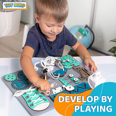 Fidtoy 14-in-1 Sensory Busy Board Wooden Learning Toy