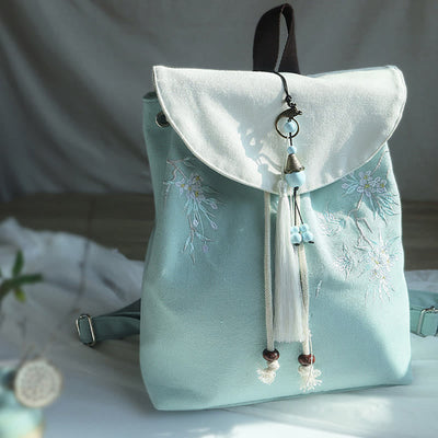 Buddha Stones Handmade Embroidered Large Capacity Canvas Backpack Backpack BS 10