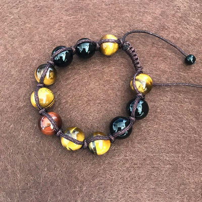 Buddha Stones Lava Rock Tiger Eye Stone Support Healing String Bracelet Bracelet BS Tiger Eye