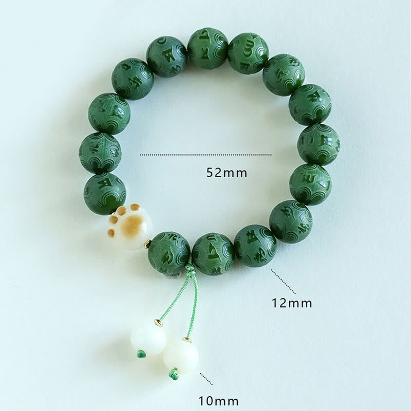 Buddha Stones Bodhi Seed Om Mani Padme Hum Carved Harmony Bracelet Bracelet BS 4