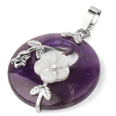 Buddha Stones Various Crystal Amethyst Green Aventurine Flower Healing Necklace Pendant Necklaces & Pendants BS Amethyst