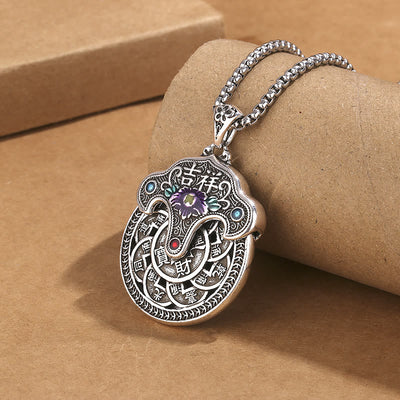 Buddha Stones Peony Flower Copper Coins Wealth Necklace Pendant Necklaces & Pendants BS 2