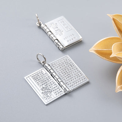 Foviel 990 Sterling Silber Herz Sutra Großes Mitgefühl Shurangama Mantra Lotus Vajra Friedens Halskette Anhänger