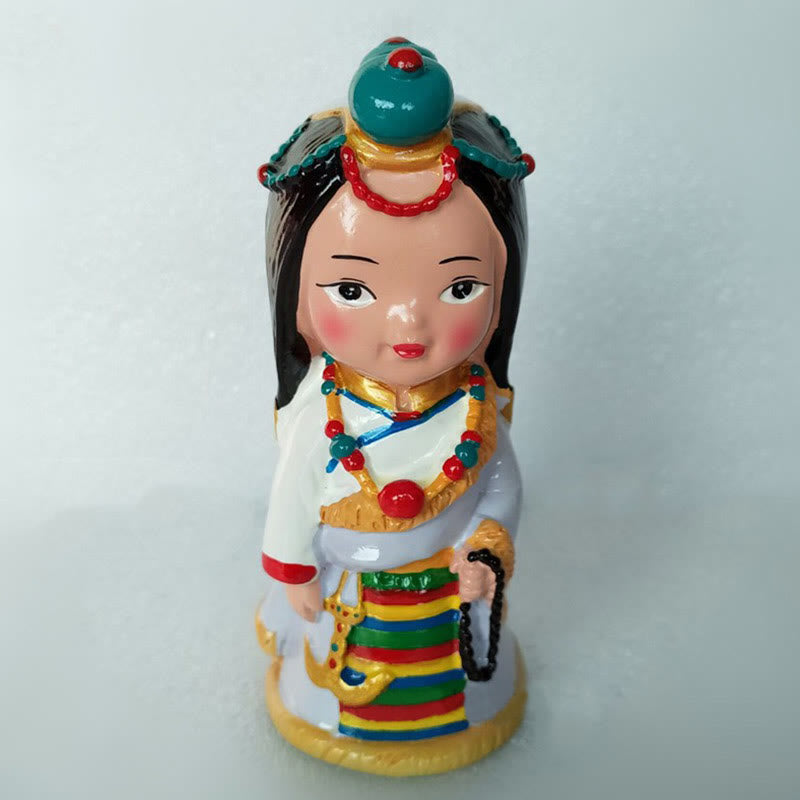 Buddha Stones Hand Painted Tibetan Figures Creative Home Office Car Decoration Ornament Desk Decoration BS 11cm Tibetan Girl Dolma