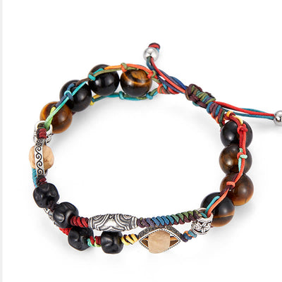 Buddha Stones 925 Sterling Silver Tiger's Eye Bodhi Seed Handmade Courage Bracelet Bracelet BS 2