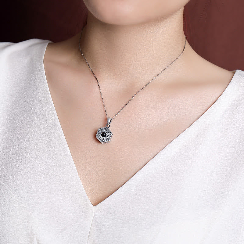 Buddha Stones 990 Sterling Silver Tibetan Om Mani Padme Hum Lotus Love Projection Necklace Pendant Necklaces & Pendants BS 7