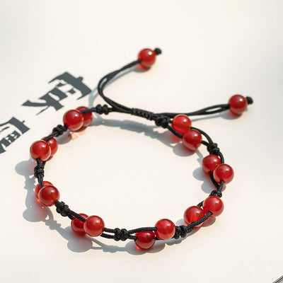 Bracelet calme Foviel en agate rouge, agate mousse et cinabre