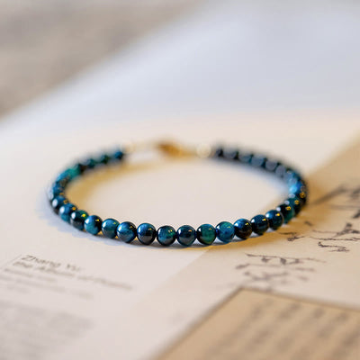 Foviel Natural Blue Tiger Eye Stone Protection Chain Bracelet