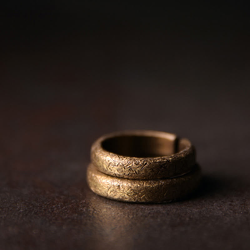 Buddha Stones Tibetan Vintage Texture Design Copper Luck Couple Ring Ring BS 6