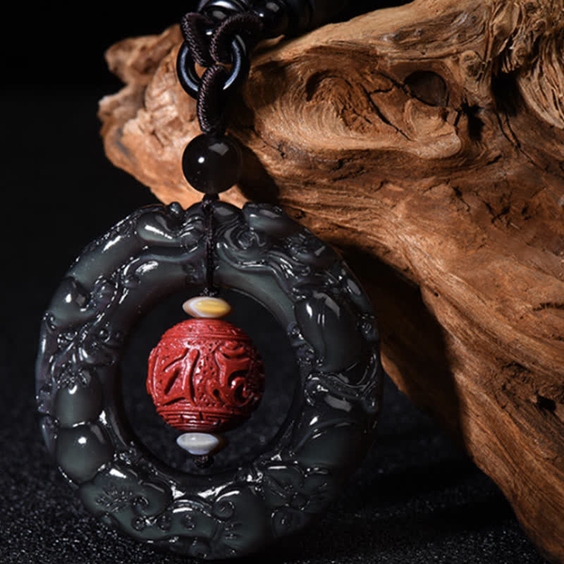 Buddha Stones FengShui Natural Rainbow Obsidian PiXiu Cinnabar Healing Necklace Pendant Necklaces & Pendants BS Rainbow Obsidian (Love ♥ Positive transformation)