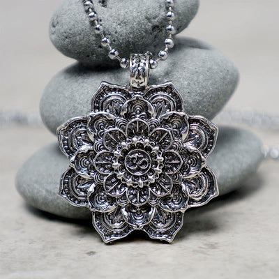 Buddha Stones Tibetan Lotus Blessing Necklace Pendant Necklaces & Pendants BS 2