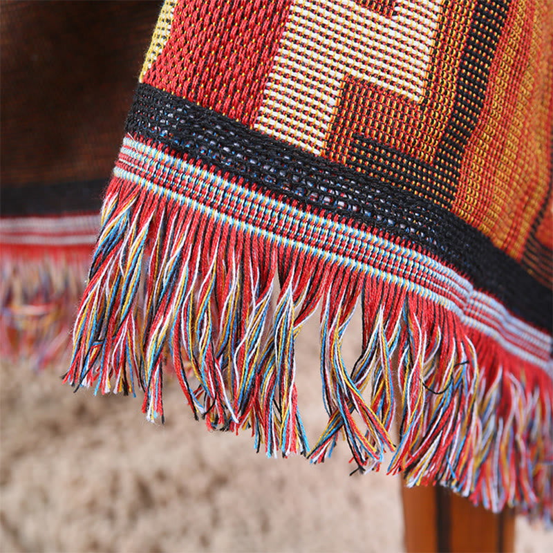 Buddha Stones Tibetan Geometric Hand-Dyed Craftsman Blanket Blanket BS 4