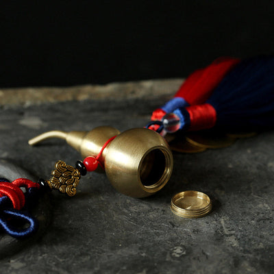 Buddha Stones Feng Shui Wu Lou Gourd Ancient Chinese Coins  Wealth Car Hanging Decoration Necklaces & Pendants BS 2