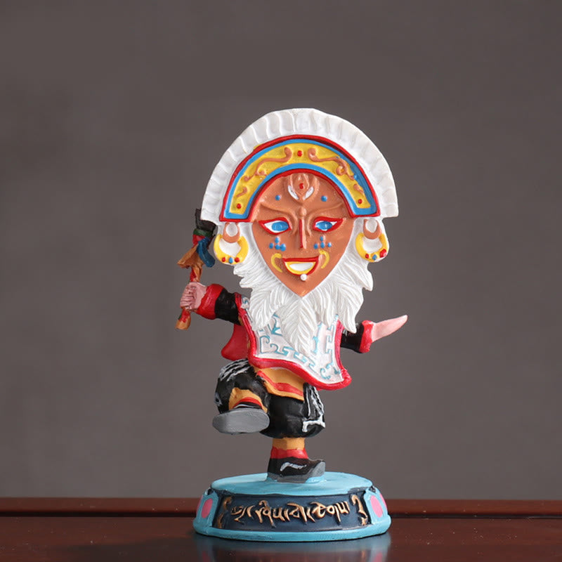 Buddha Stones Tibetan Opera Face Mask Puppet Home Office Car Decoration Ornament Desk Decoration BS 15