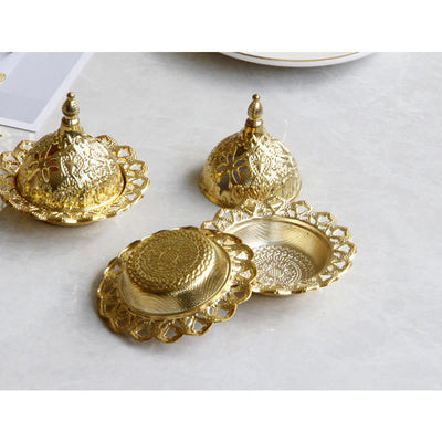 Buddha Stones Tibetan Gold Mini Meditation Incense Burner Incense Burner BS 4