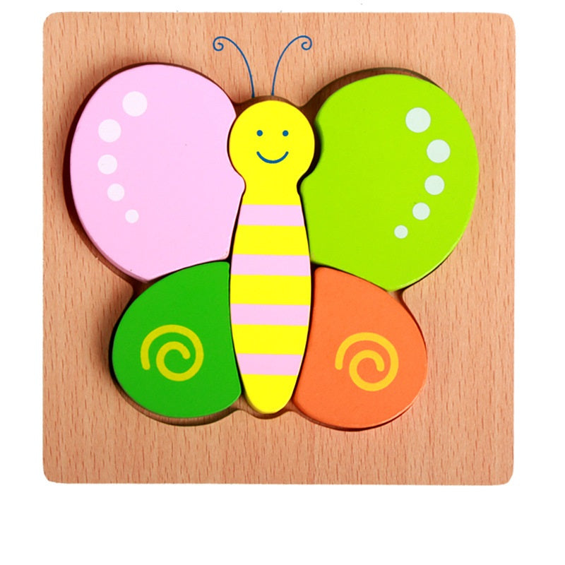 Rompecabezas básico para niños Principiantes Varios diseños Oso, Avión, Mariposa, Abeja, Mariquita, Barco Rompecabezas de madera