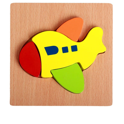 Rompecabezas básico para niños Principiantes Varios diseños Oso, Avión, Mariposa, Abeja, Mariquita, Barco Rompecabezas de madera