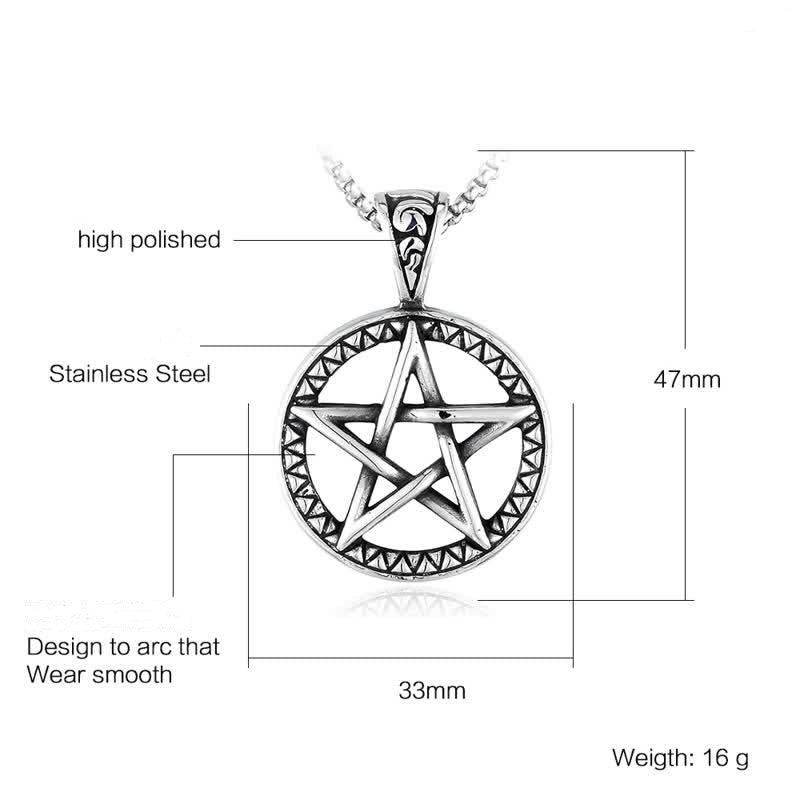 Buddha Stones Pentagram Titanium Steel Balance Necklace Pendant Necklaces & Pendants BS 7