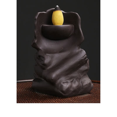 Buddha Stones Halloween Skull Head Purple Clay Healing Incense Burner Decoration Incense Burner BS 6