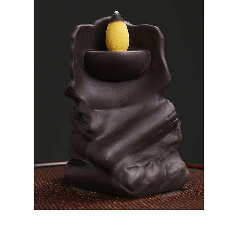 Buddha Stones Halloween Skull Head Purple Clay Healing Incense Burner Decoration Incense Burner BS 6