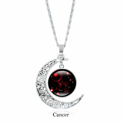 Buddha Stones 12 Constellations of the Zodiac Moon Protection Necklace Chain Pendant Necklaces & Pendants BS Cancer